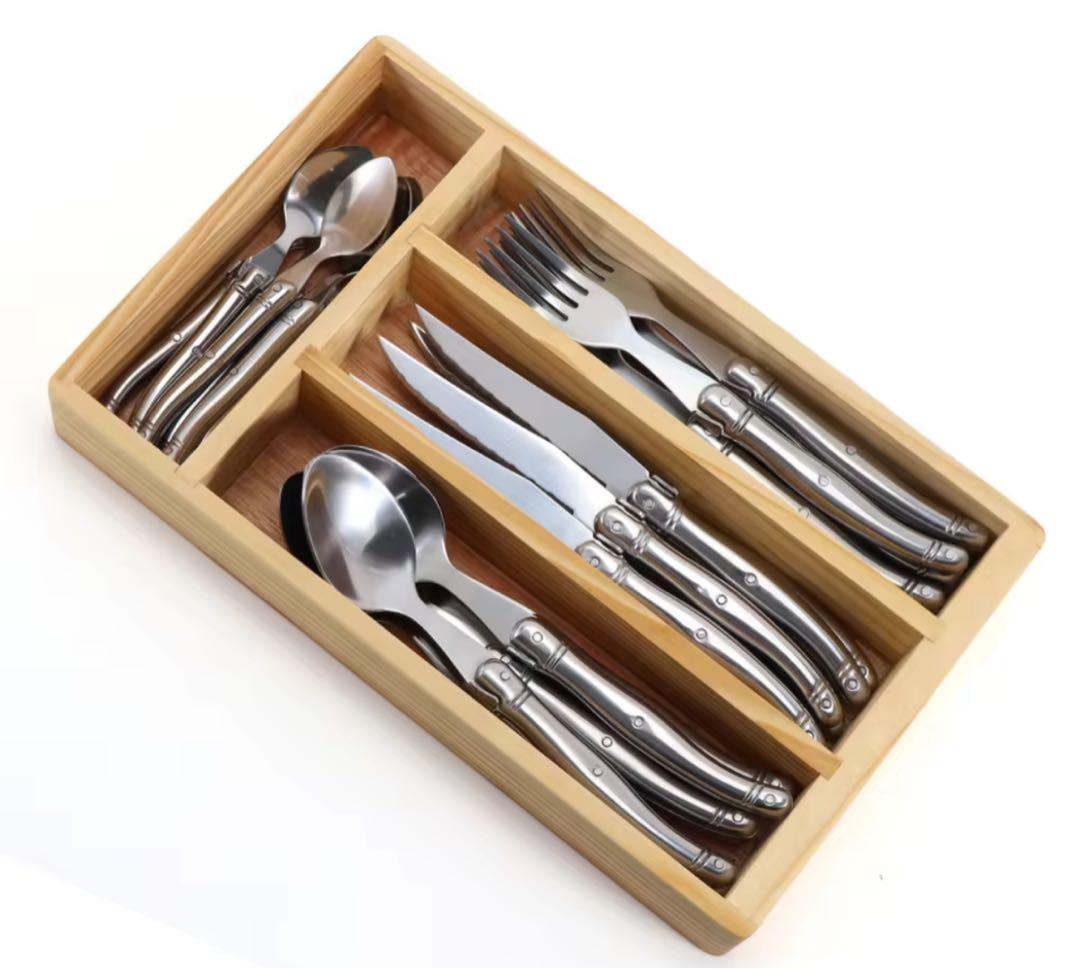Laguiole ステンレススチール カトラリーセット 木箱付き