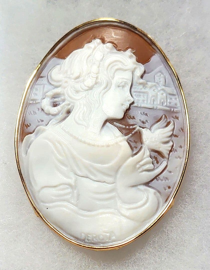 K18YGシェルカメオペンダントブローチ　新品未使用品