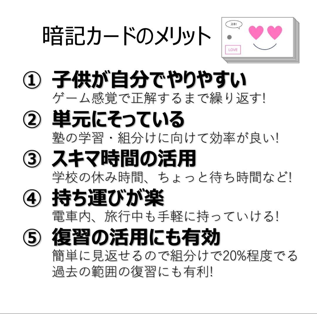 中学受験 暗記カード【4年上 理社国1-4回】 予習シリーズ 組み分け対策