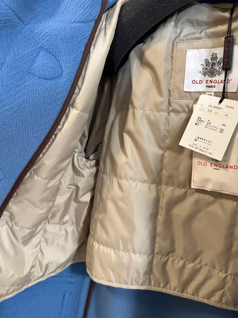 【新品未使用】OLD ENGLAND サックスブルーダッフルコート サイズ34