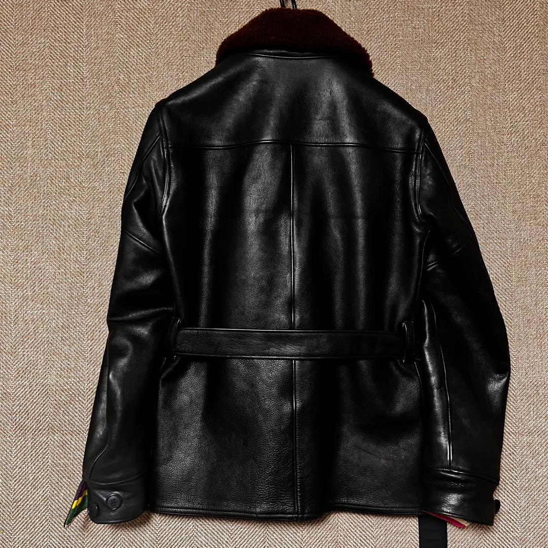 【美品】WAKOMARIA ギャングコート レザー ボア付き ライダース