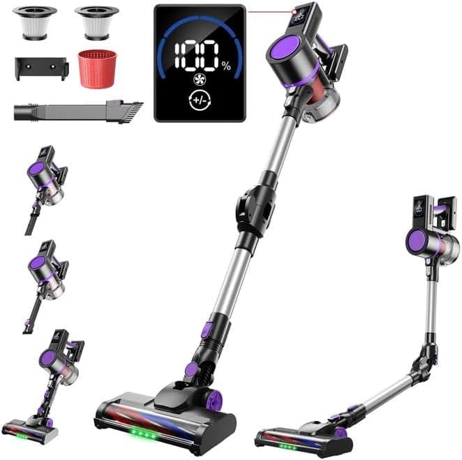 コードレス掃除機 液晶ディスプレイ 2WAY 3段吸引力 軽量 自立式 低騒音