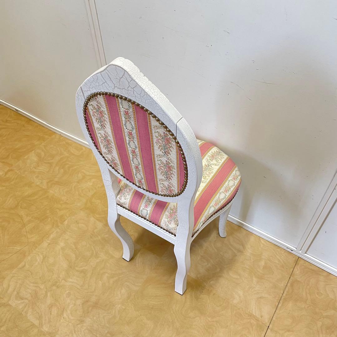 アンティーク調 チェア ロココ調 彫刻 鋲 白家具 椅子 イス 姫系 イタリア