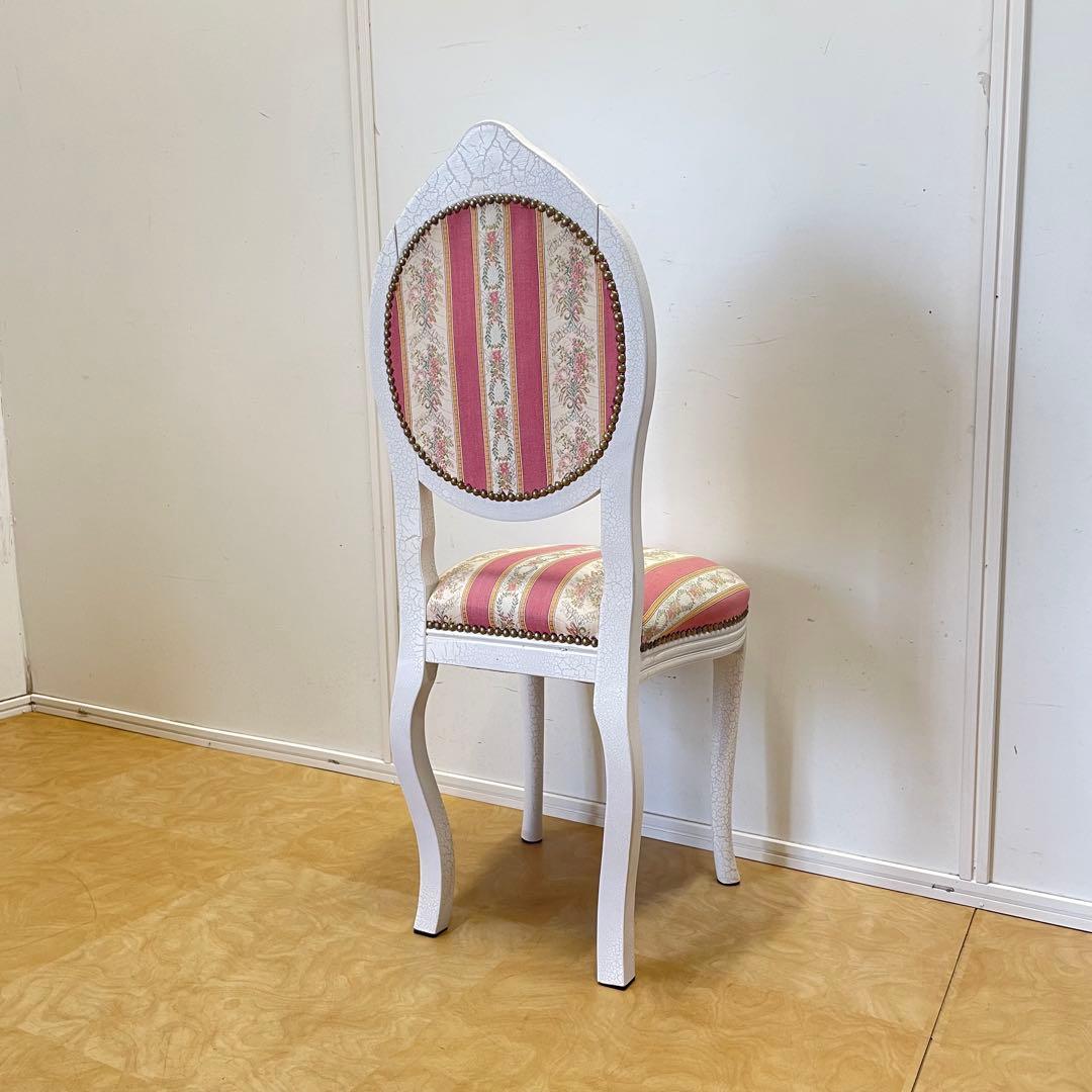 アンティーク調 チェア ロココ調 彫刻 鋲 白家具 椅子 イス 姫系 イタリア