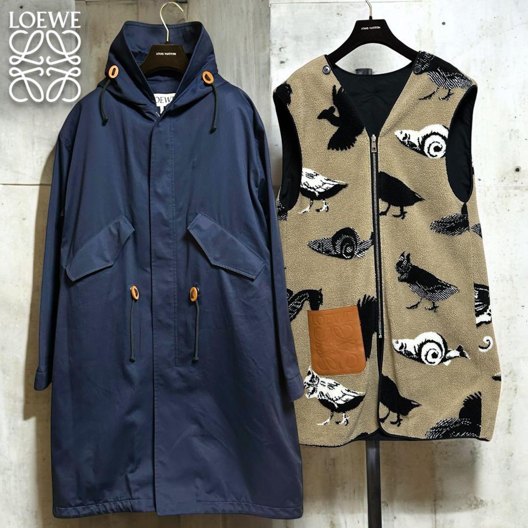 未使用❤️ロエベ アナグラム モッズコート ライナー付き フーデットロングパーカー