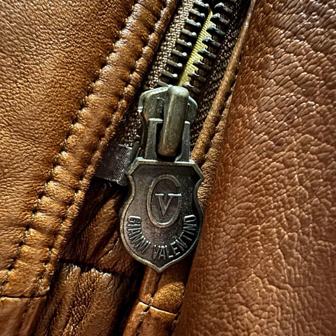 【希少】シングルライダース　XL シープスキン　バックロゴ　短丈　ボックス　本革