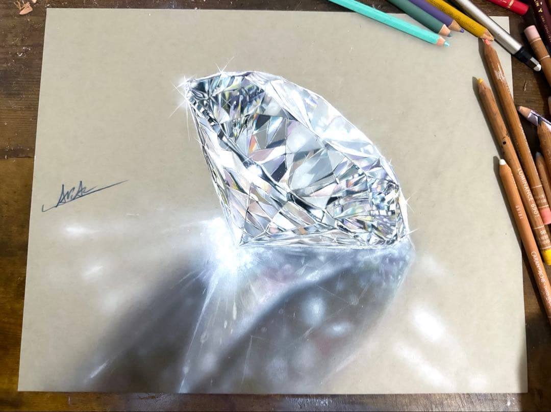 色鉛筆画 ダイヤモンド (原画)
