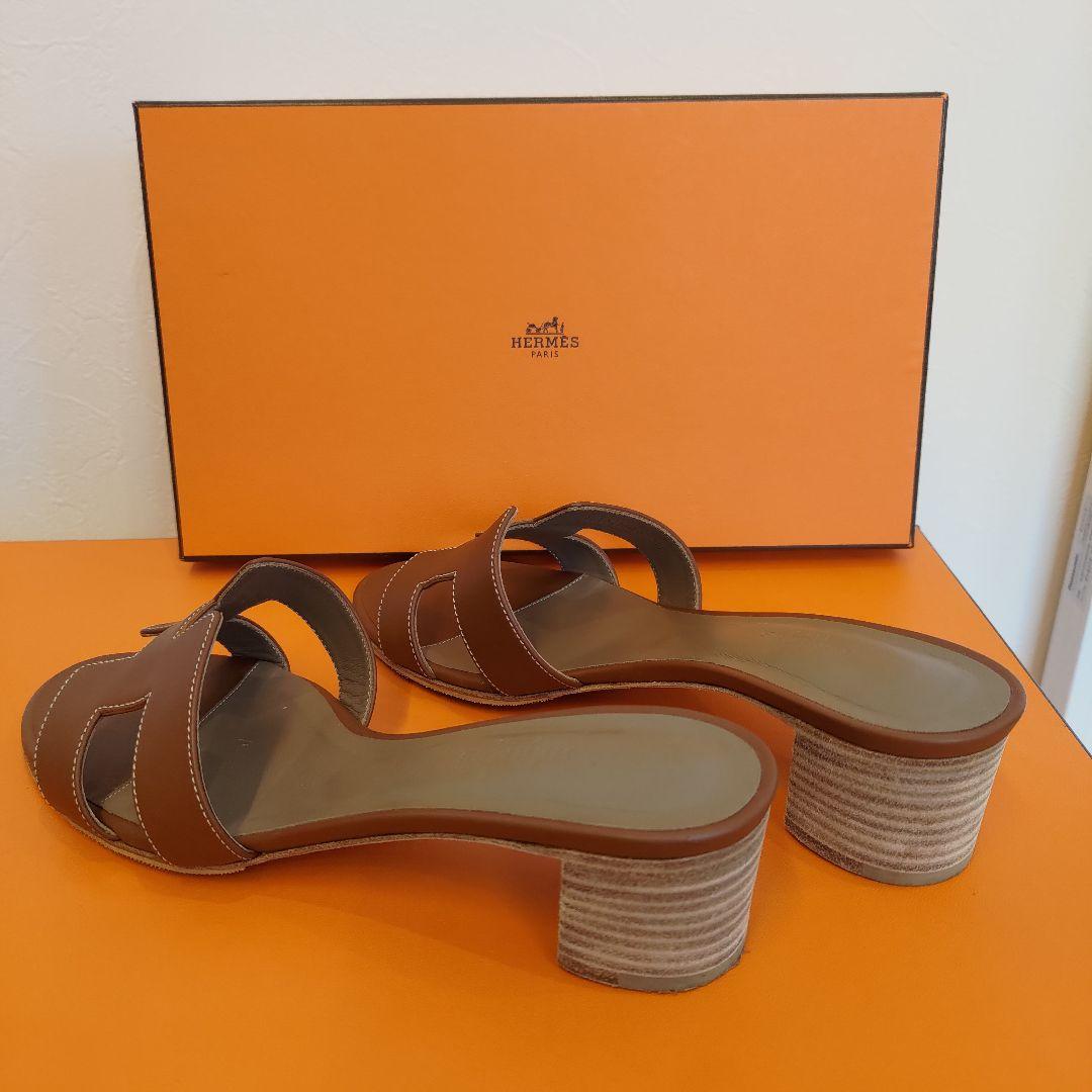 エルメス　オアジス　ゴールド　箱袋ショップカード付き　ソールカバー付き 37