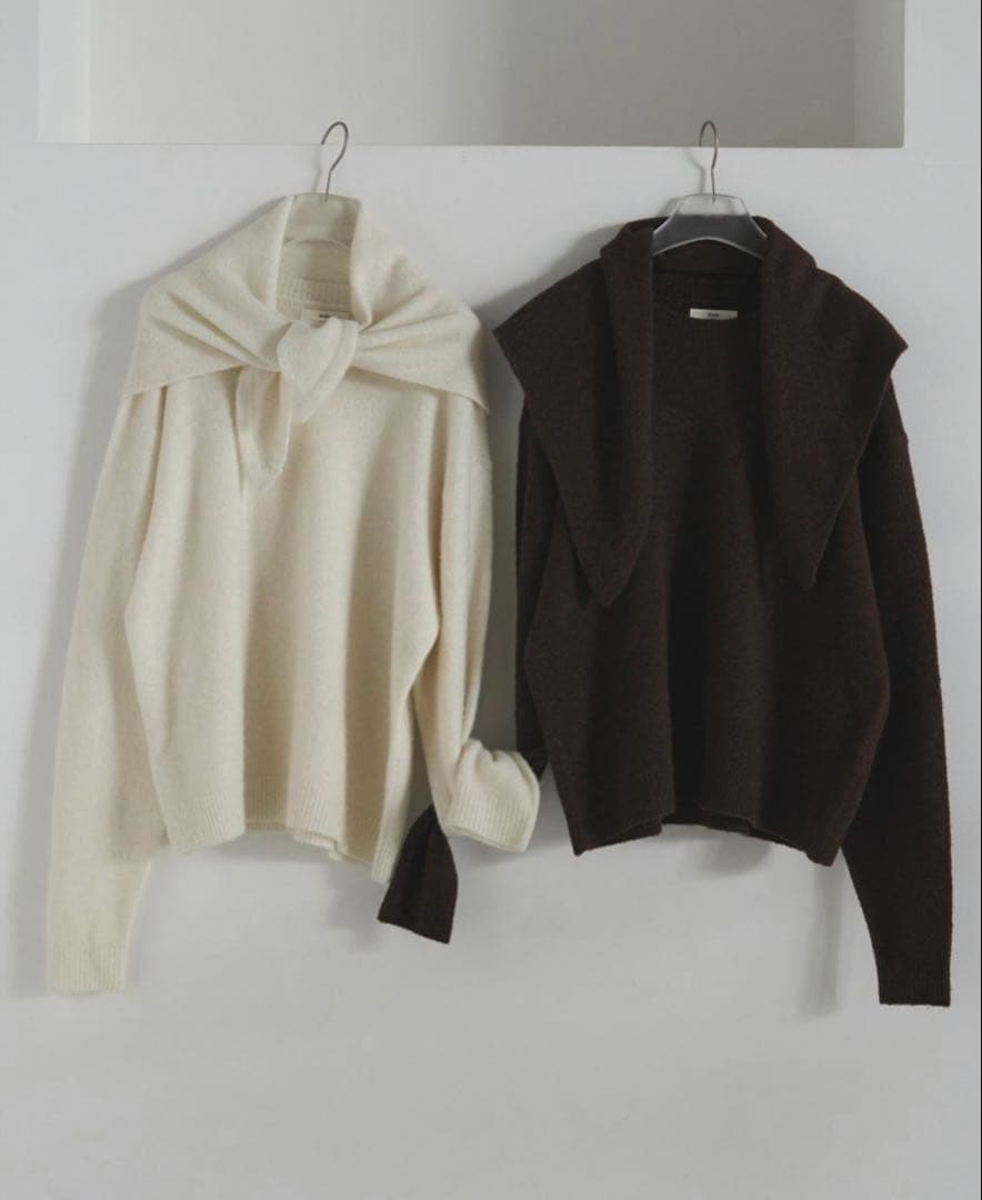 ànuke【新品】Layered Scarf Knit アイボリー　ニット