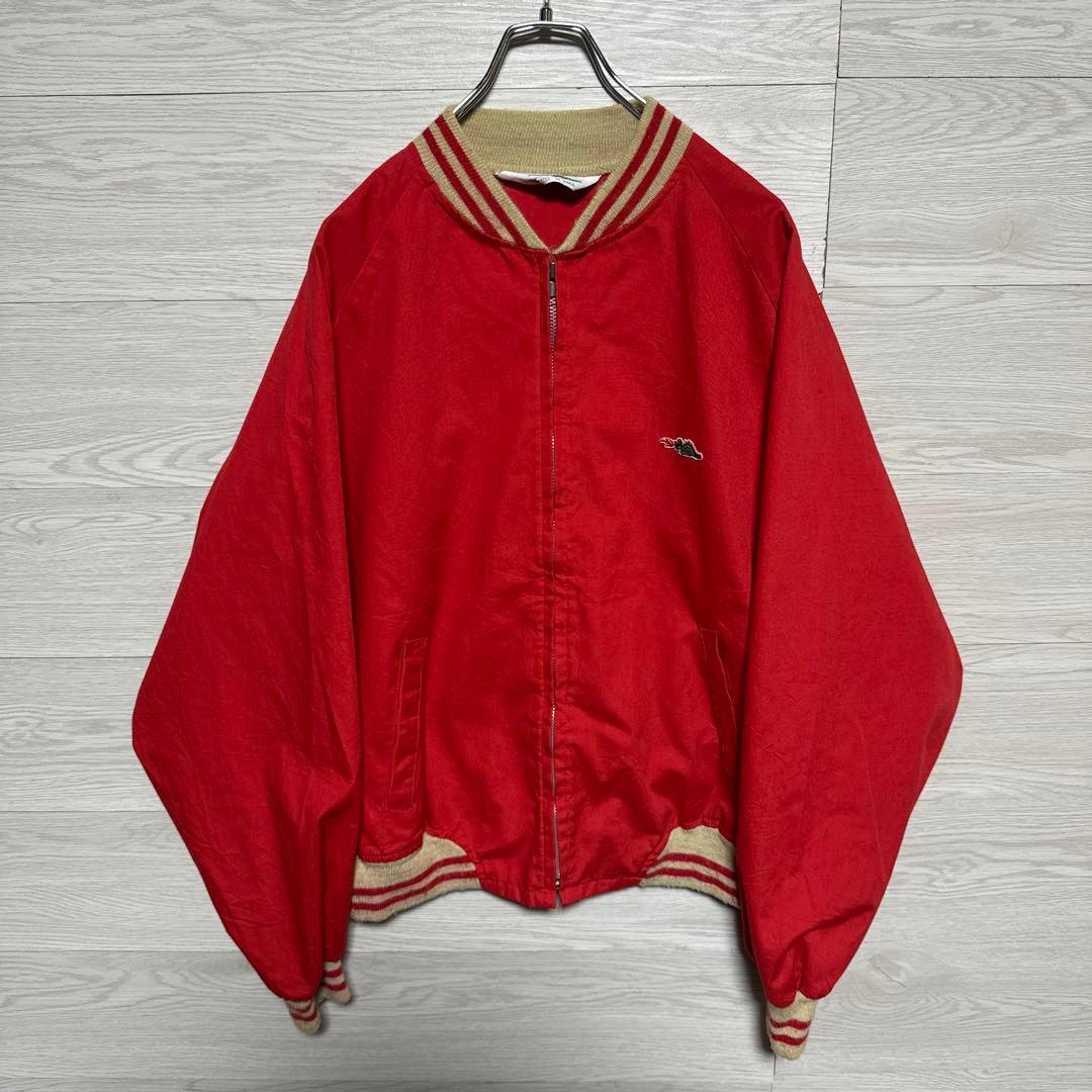 希少 80s Sears 恐竜刺繍 短丈 ブルゾン スウィングトップ 赤 XL