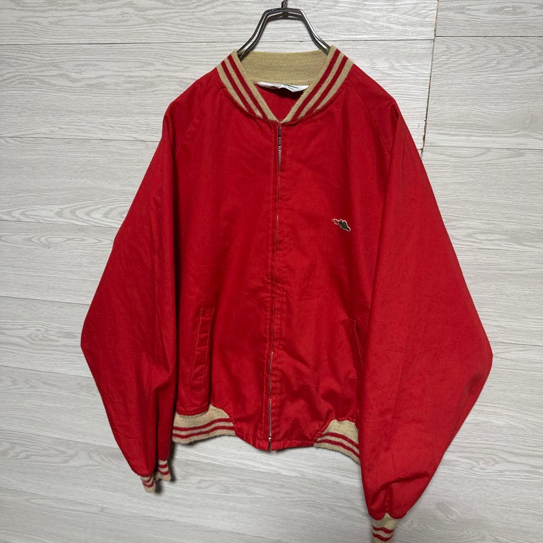 希少 80s Sears 恐竜刺繍 短丈 ブルゾン スウィングトップ 赤 XL