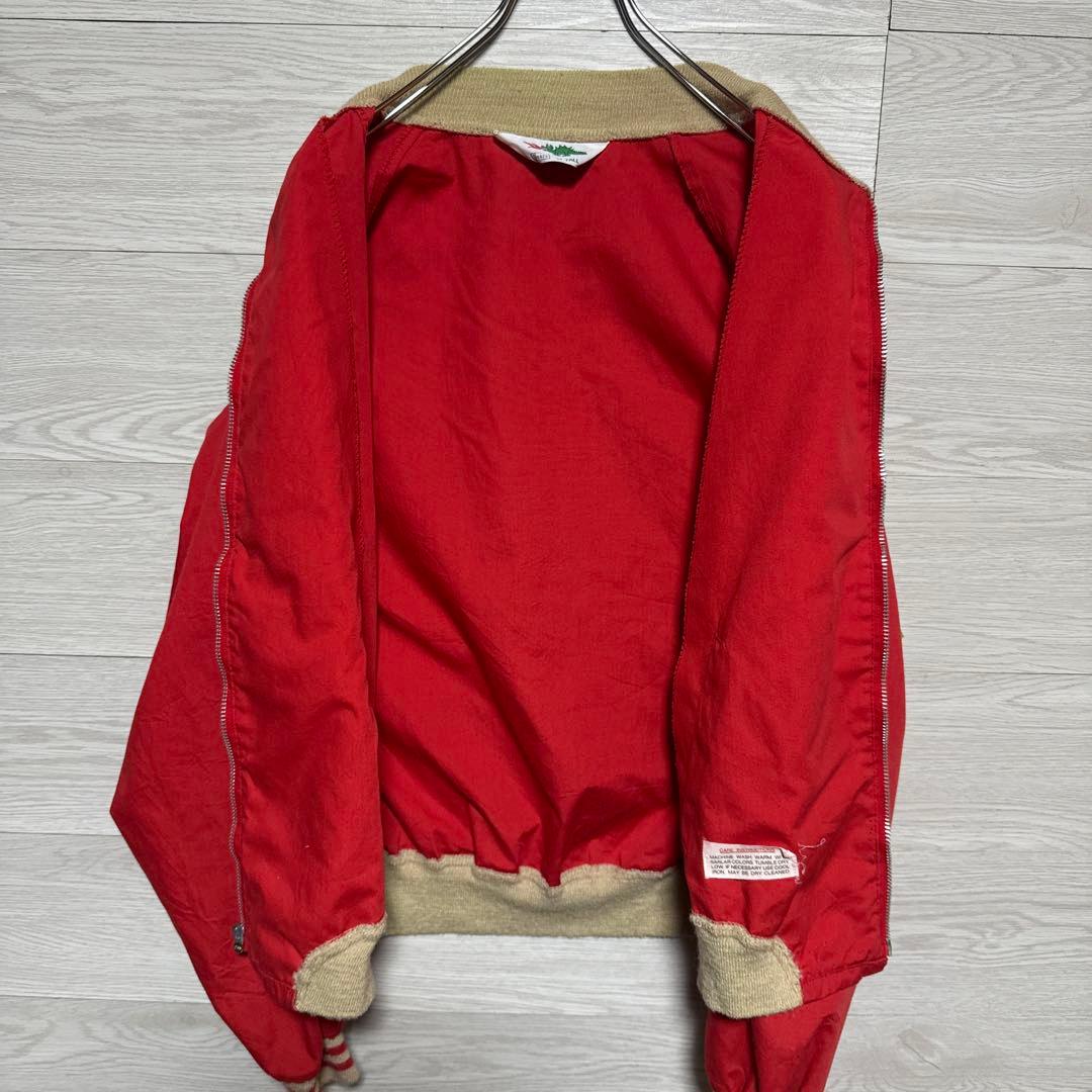 希少 80s Sears 恐竜刺繍 短丈 ブルゾン スウィングトップ 赤 XL