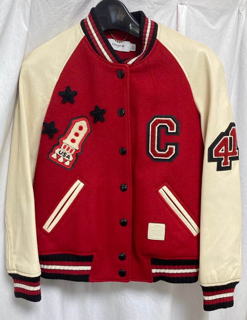 【美品】　coach コーチ　スタジャン　ブルゾン　レザー　ワッペン　ジャケット