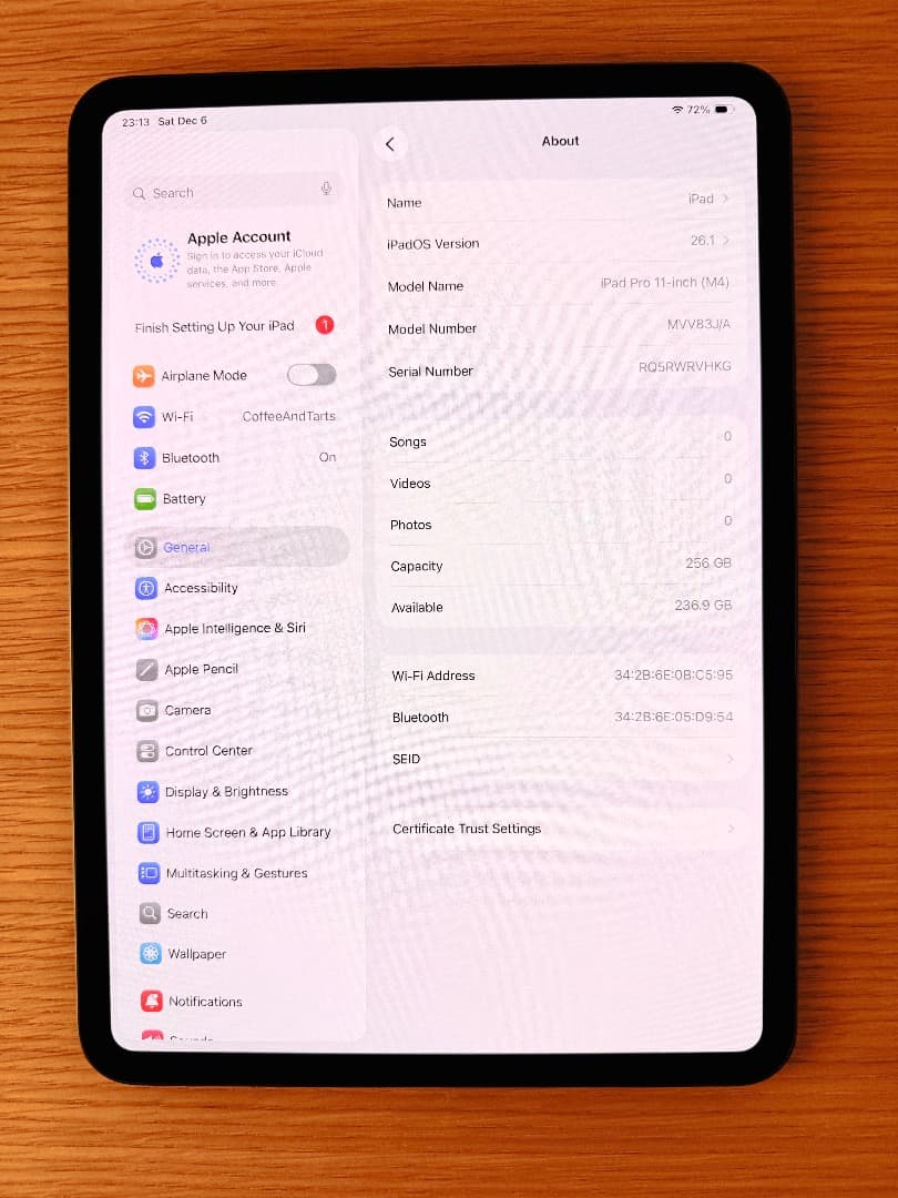 11インチiPad Pro (M4) Wi-Fiモデル, 256GB