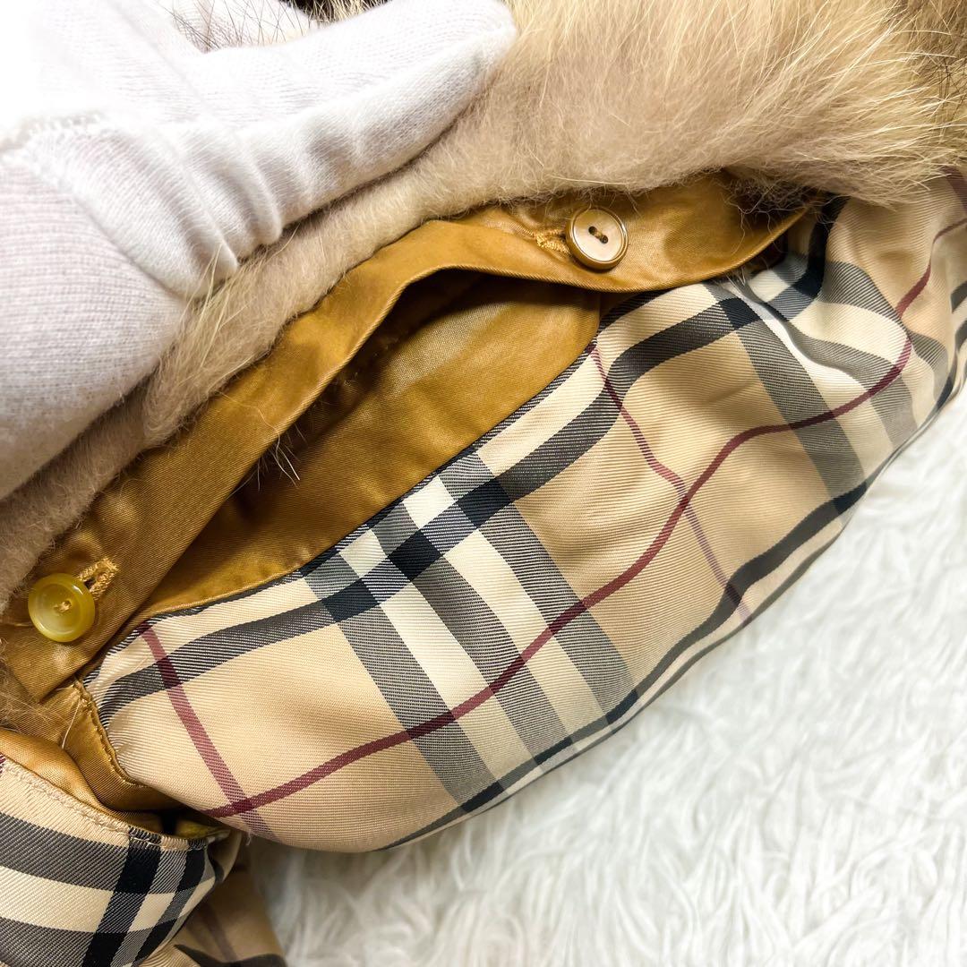 極美品 バーバリーロンドン ダウンベスト リバーシブル フード、ファー着脱可能