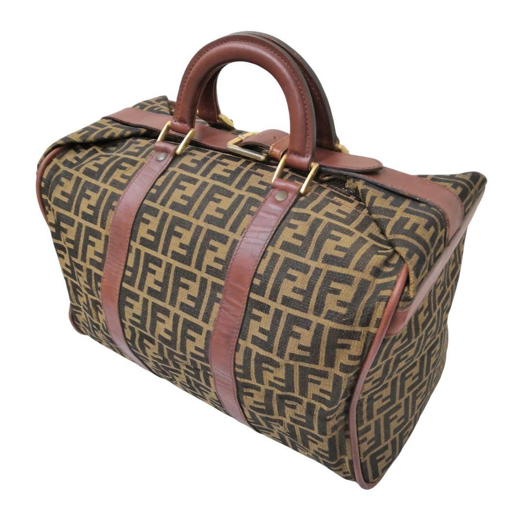 FENDI フェンディ ズッカ ボストンバッグ 大容量 ヴィンテージ ブラウン