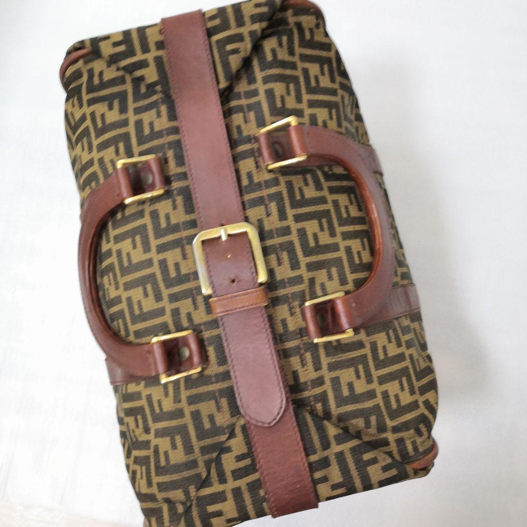 FENDI フェンディ ズッカ ボストンバッグ 大容量 ヴィンテージ ブラウン