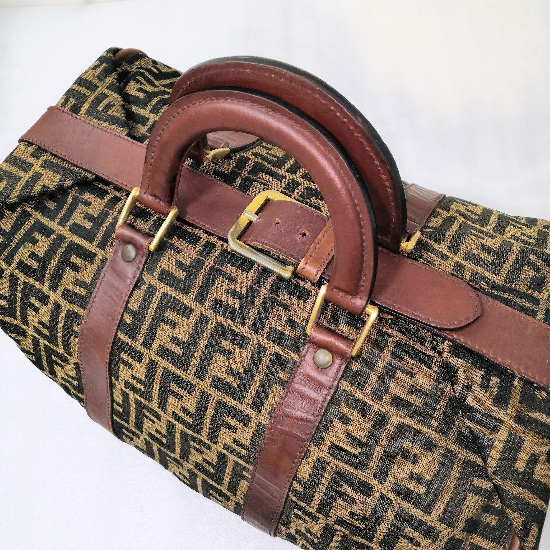 FENDI フェンディ ズッカ ボストンバッグ 大容量 ヴィンテージ ブラウン