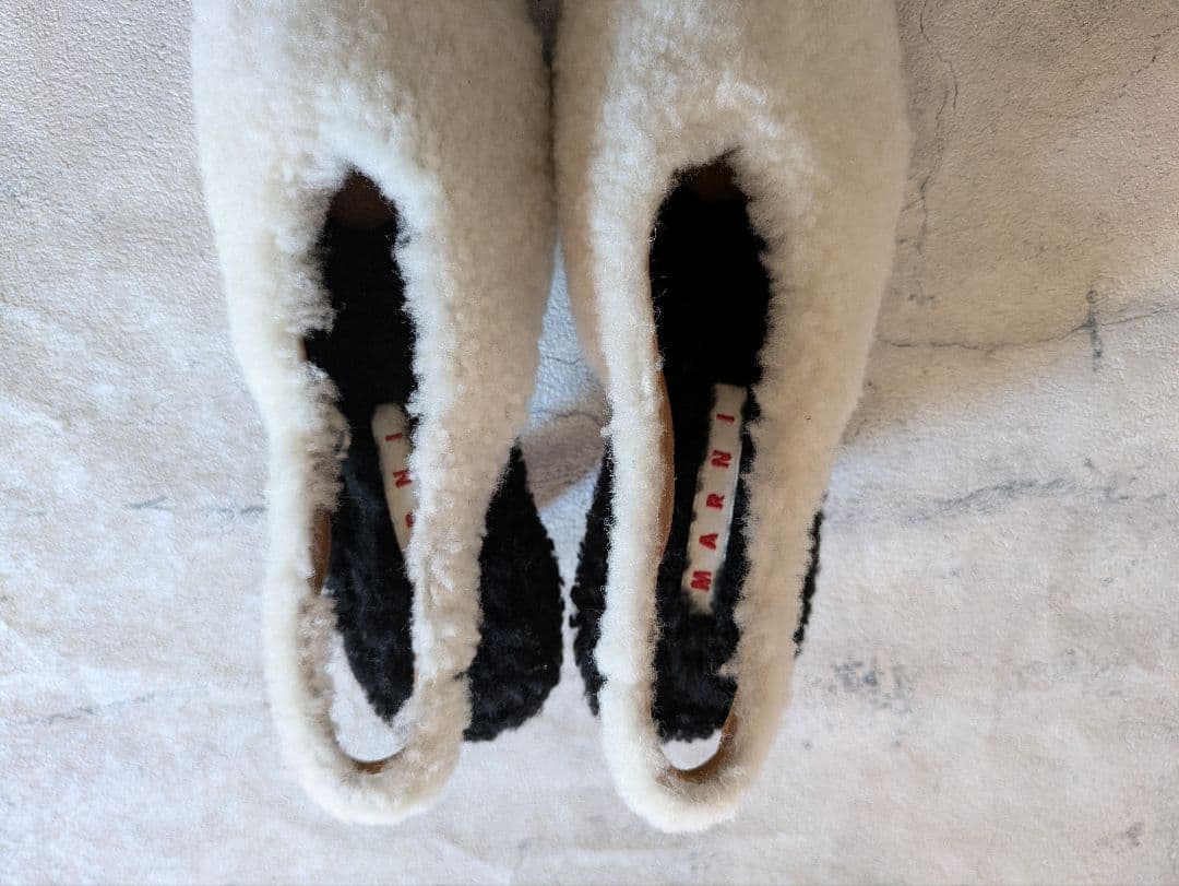 MARNI ムートンボアポインテッドトゥ シューズ