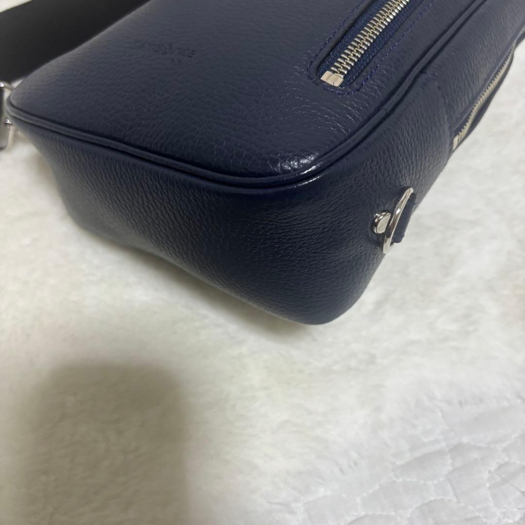 【現行 未使用級】サムソナイト ホクストン ボディバッグ　ネイビー　レザー