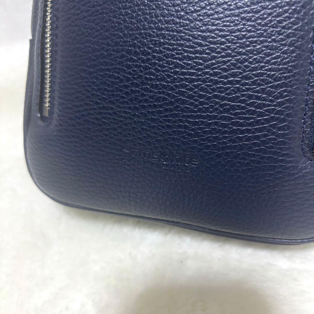 【現行 未使用級】サムソナイト ホクストン ボディバッグ　ネイビー　レザー