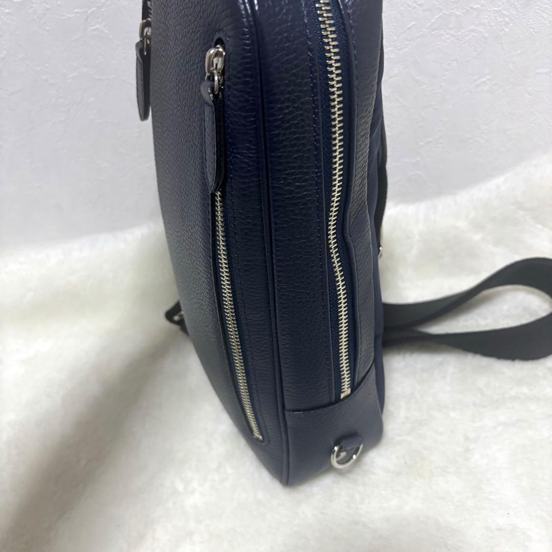 【現行 未使用級】サムソナイト ホクストン ボディバッグ　ネイビー　レザー