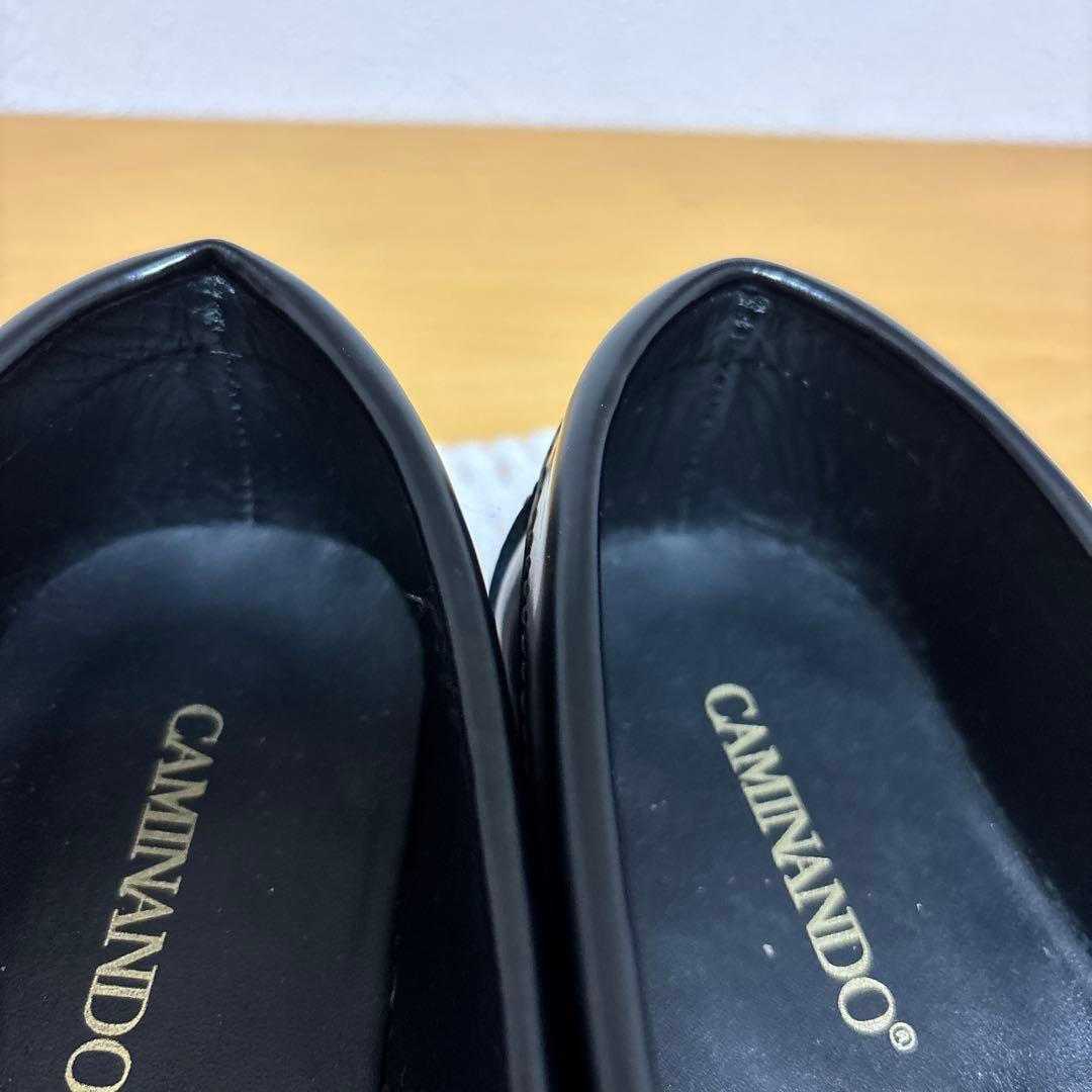 カミナンド　ビットローファー　レザー　ブラック×ゴールド　7サイズ