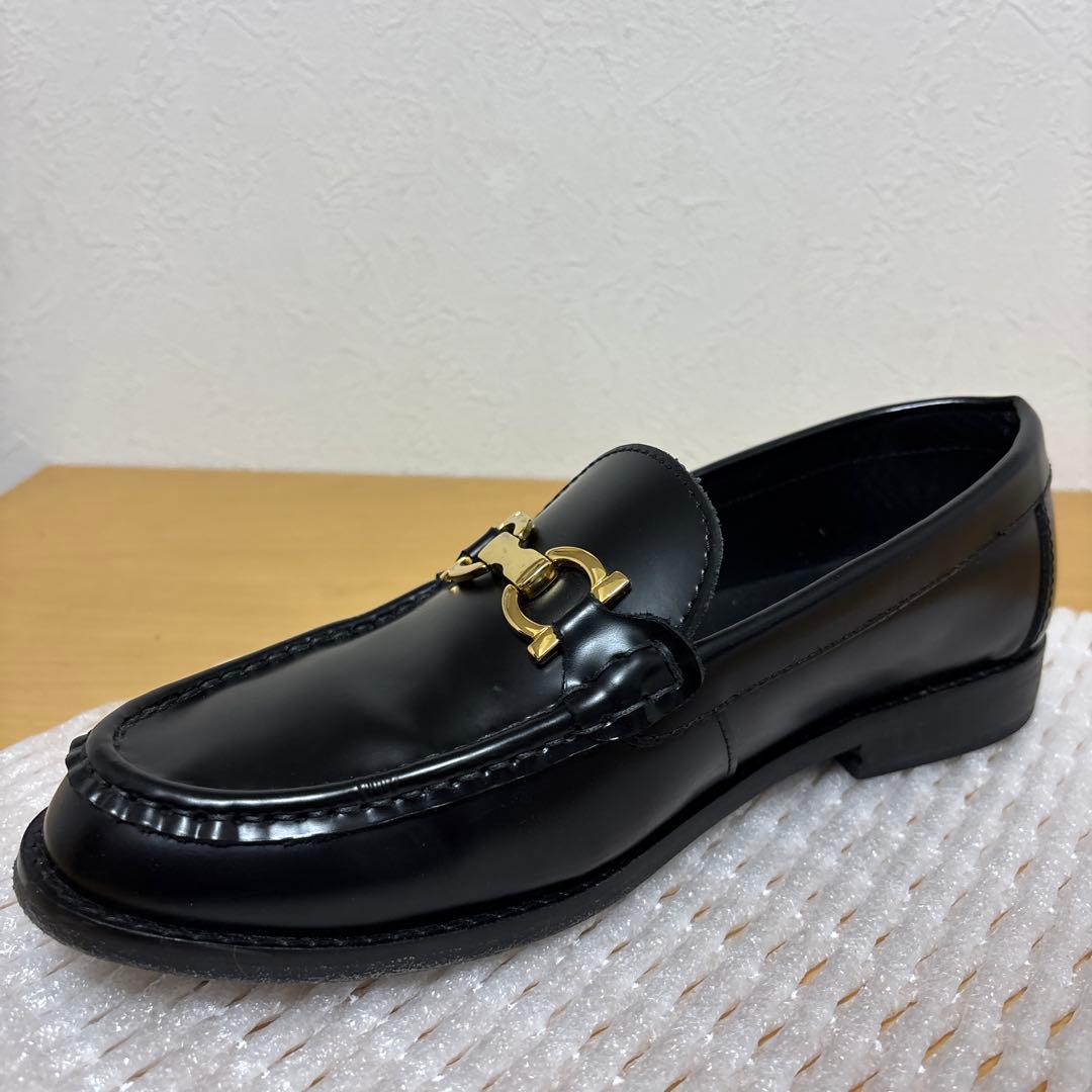 カミナンド　ビットローファー　レザー　ブラック×ゴールド　7サイズ