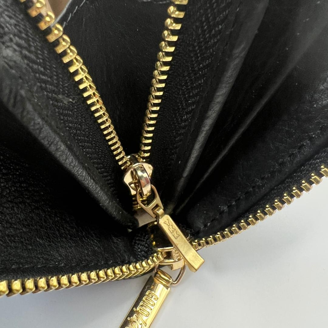 未使用ゴールドファイル☆ジッピーロングウォレット 長財布 型押しレザー 本革 黒