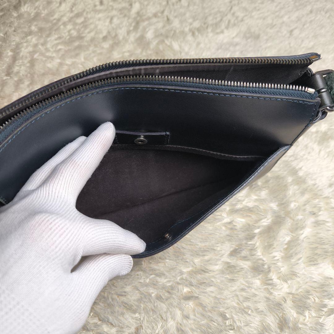 ​エルゴポック ショルダーバッグ ワキシングレザー 紺 本革 日本製 エイジング