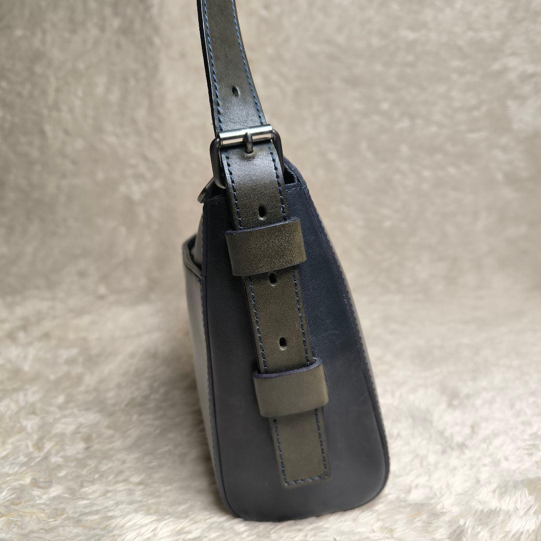 ​エルゴポック ショルダーバッグ ワキシングレザー 紺 本革 日本製 エイジング