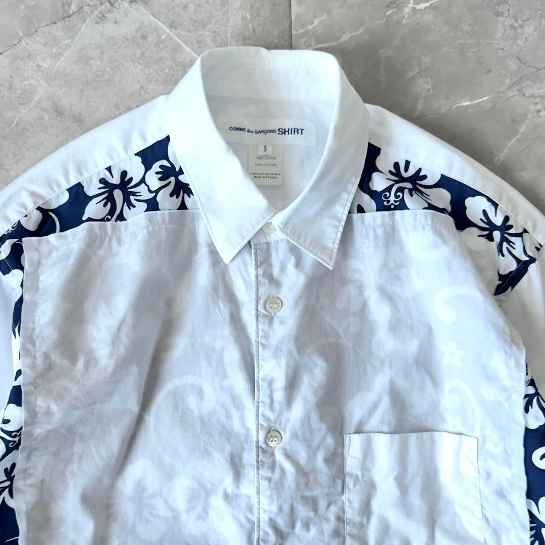 COMME des GARCONS SHIRTフラワー柄 切り替え シャツ S