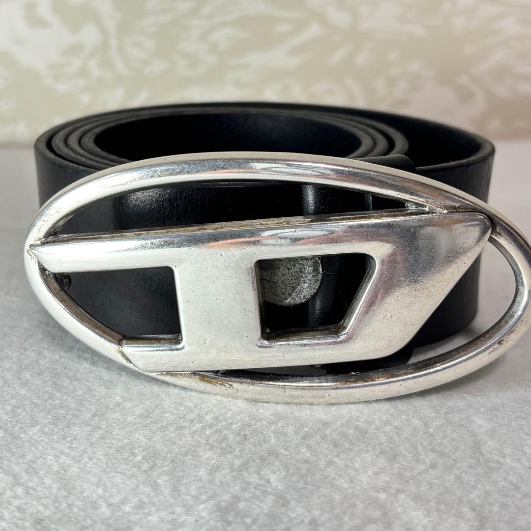 DIESEL ディーゼル　黒レザーベルト オーバルバックル