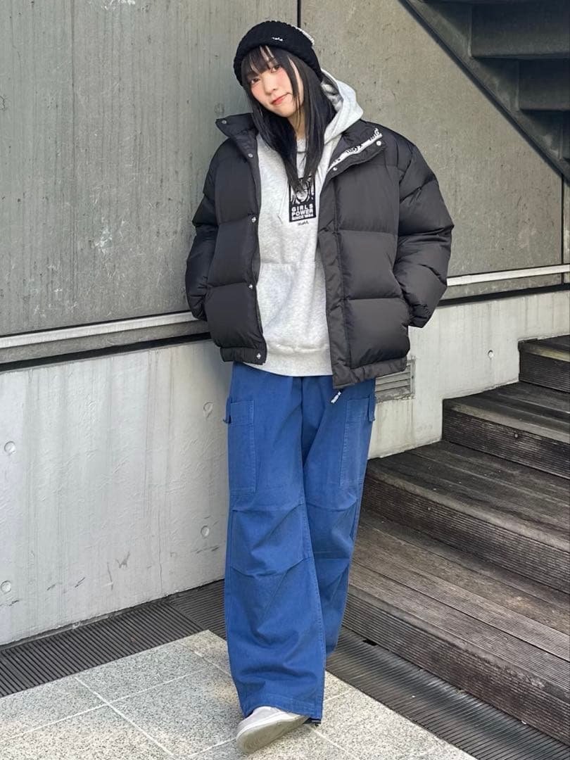 【新品】エックスガール ロゴテープ付きダウンジャケット ジャンパー 防寒 黒