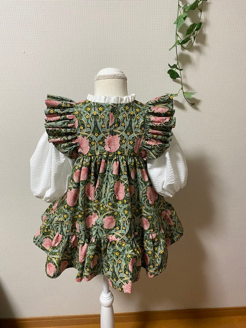 ハンドメイド　フリルウエストギザーワンピース