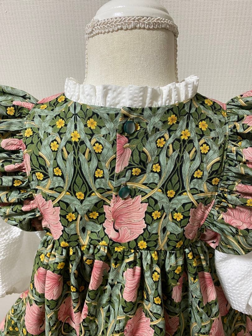 ハンドメイド　フリルウエストギザーワンピース