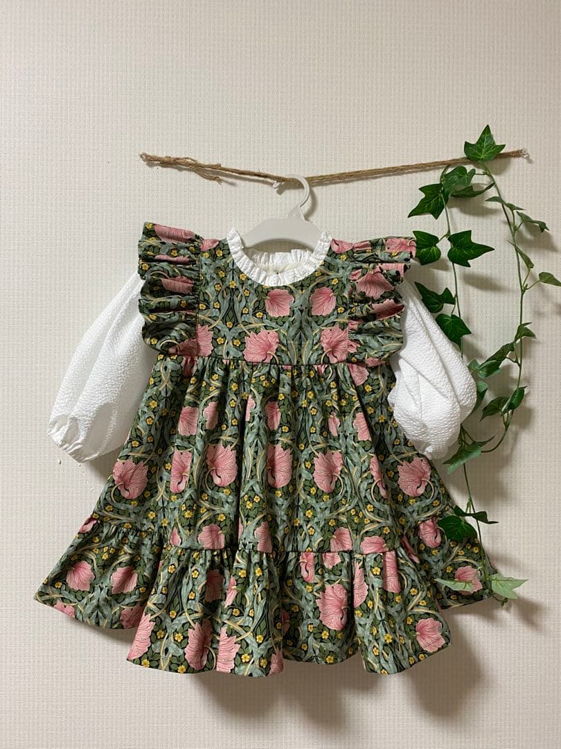 ハンドメイド　フリルウエストギザーワンピース