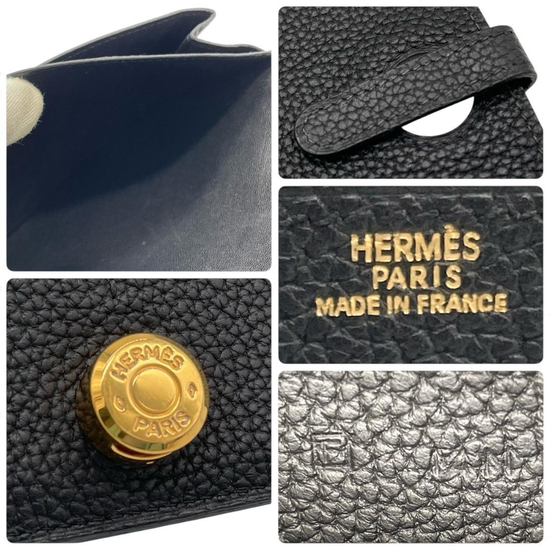 【新品同様】エルメス 二つ折り長財布 ドゴンGM トリヨン クレマンス ブラック