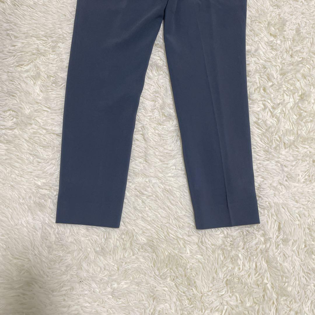 美品36 日本製【INDIVI トリアセテート混 ストレッチノーカラースーツ】