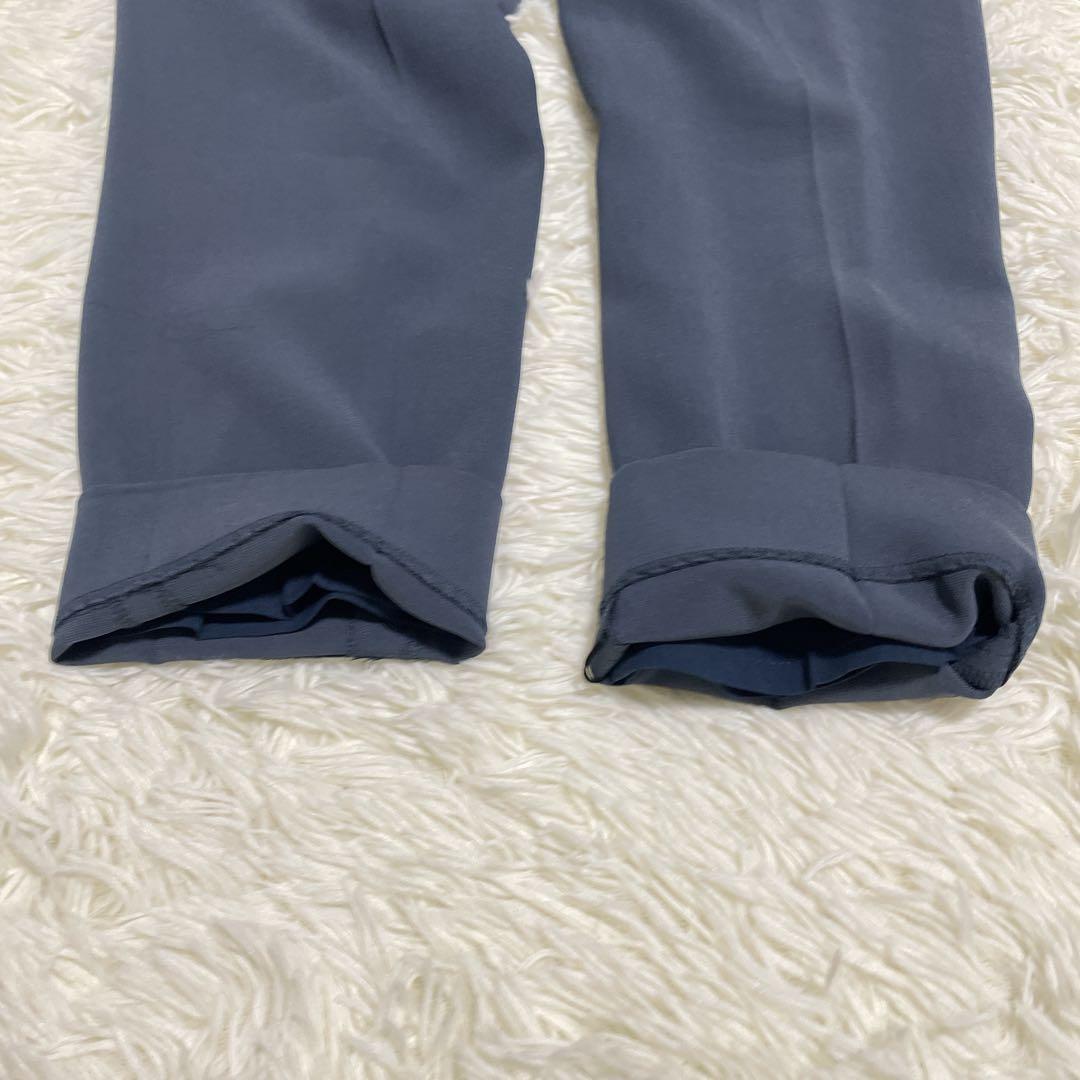 美品36 日本製【INDIVI トリアセテート混 ストレッチノーカラースーツ】