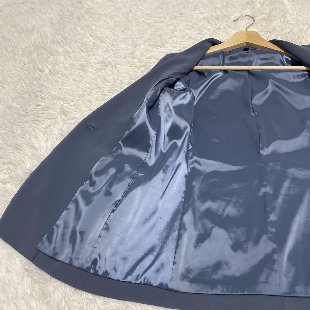 美品36 日本製【INDIVI トリアセテート混 ストレッチノーカラースーツ】