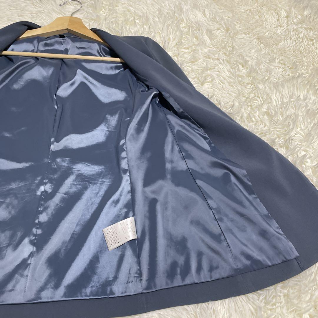 美品36 日本製【INDIVI トリアセテート混 ストレッチノーカラースーツ】