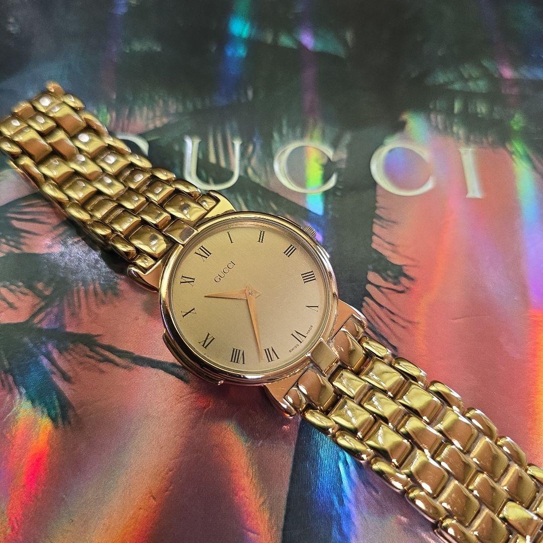 ⭐【美品希少レア】グッチGUCCI3400Mゴールド腕時計(新品電池稼働品)
