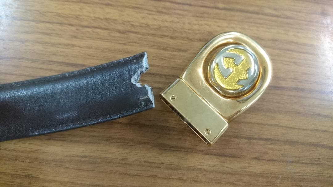 オールド グッチ　Gucci　リバーシブルバックル&ベルト　黒