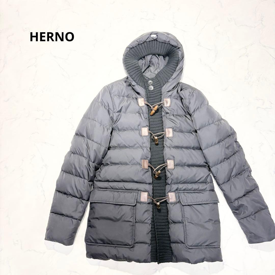 【美品】HERNO ヘルノ　ダウンジャケット　ブラック　ニット　46 L