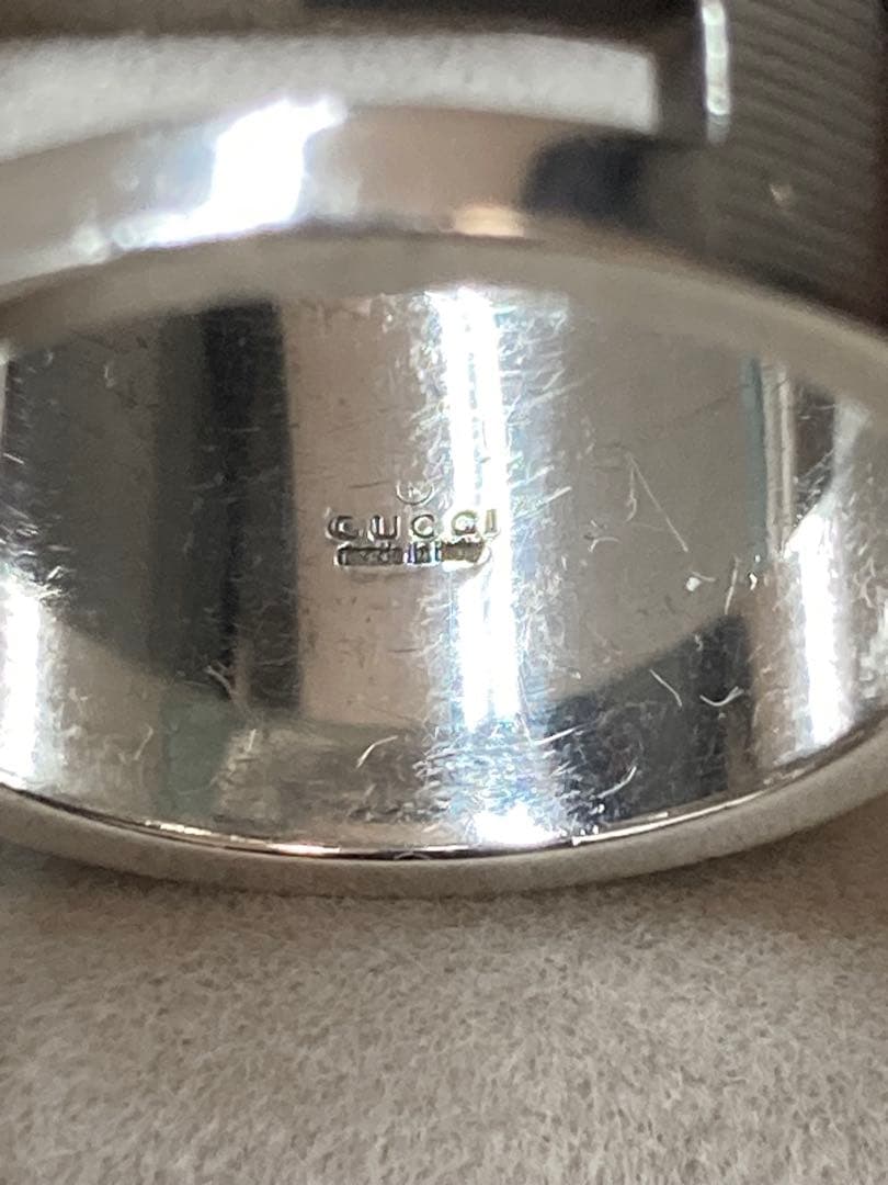 [1-F] GUCCI / Silver925 / 16号 Gロゴ リング