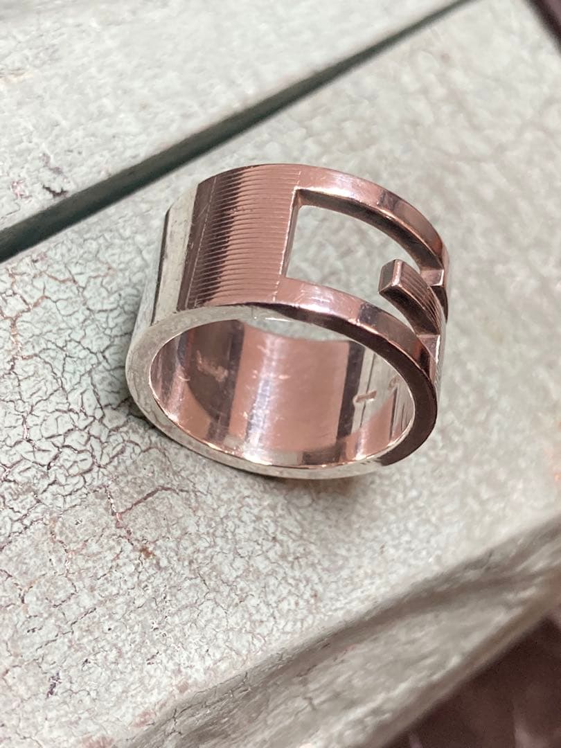 [1-F] GUCCI / Silver925 / 16号 Gロゴ リング