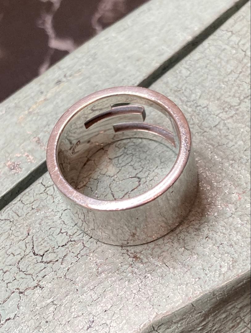 [1-F] GUCCI / Silver925 / 16号 Gロゴ リング