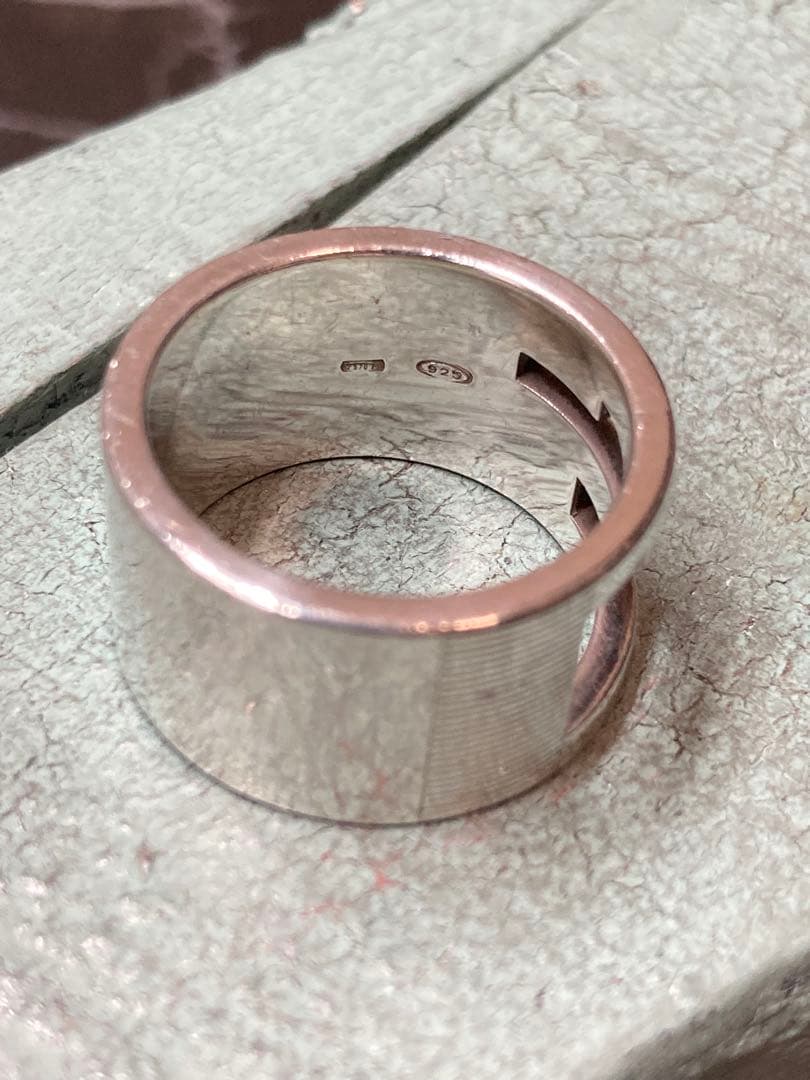 [1-F] GUCCI / Silver925 / 16号 Gロゴ リング