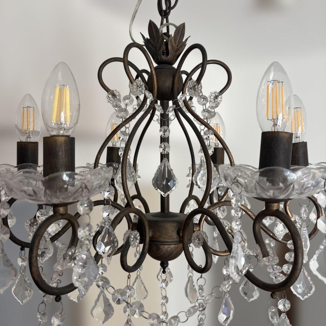 アンティーク風クリスタルシャンデリア 6灯